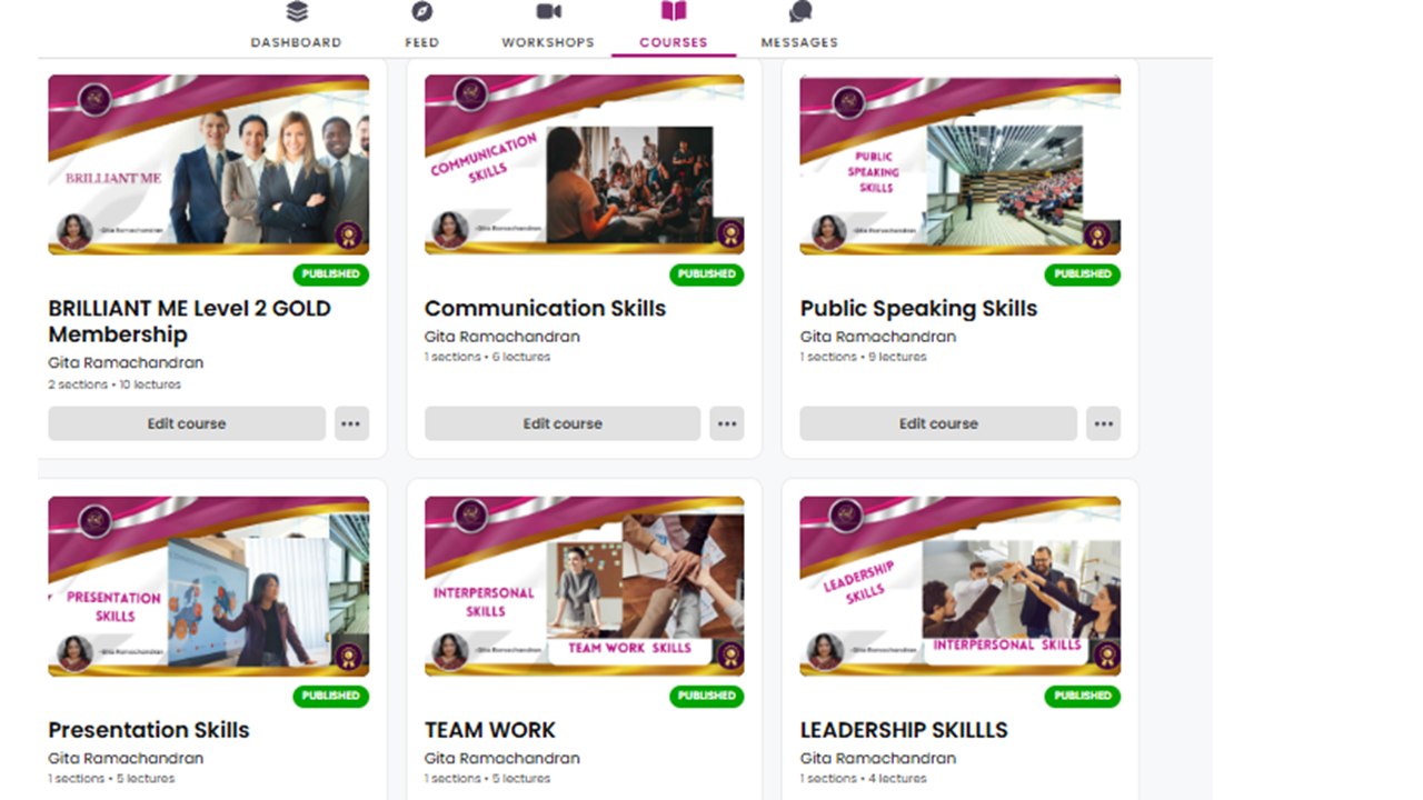 Gita's Gyan Academy Courses: Brilliant Me Level 2 Gold, Communication Skills, Public Speaking